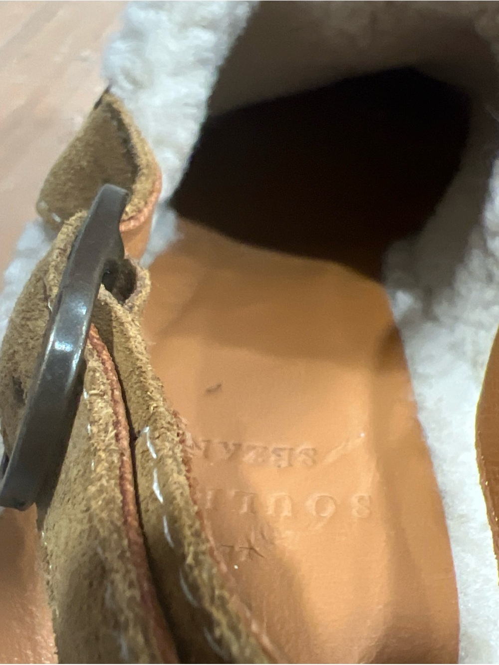 Sezane Taylor Heeled Clogs UK 36 US 5.5 Suede Shearling Lined Platform Buckle - Picture 10 of 13